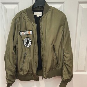 Vintage Havana Olive Green Military Bomber Jacket